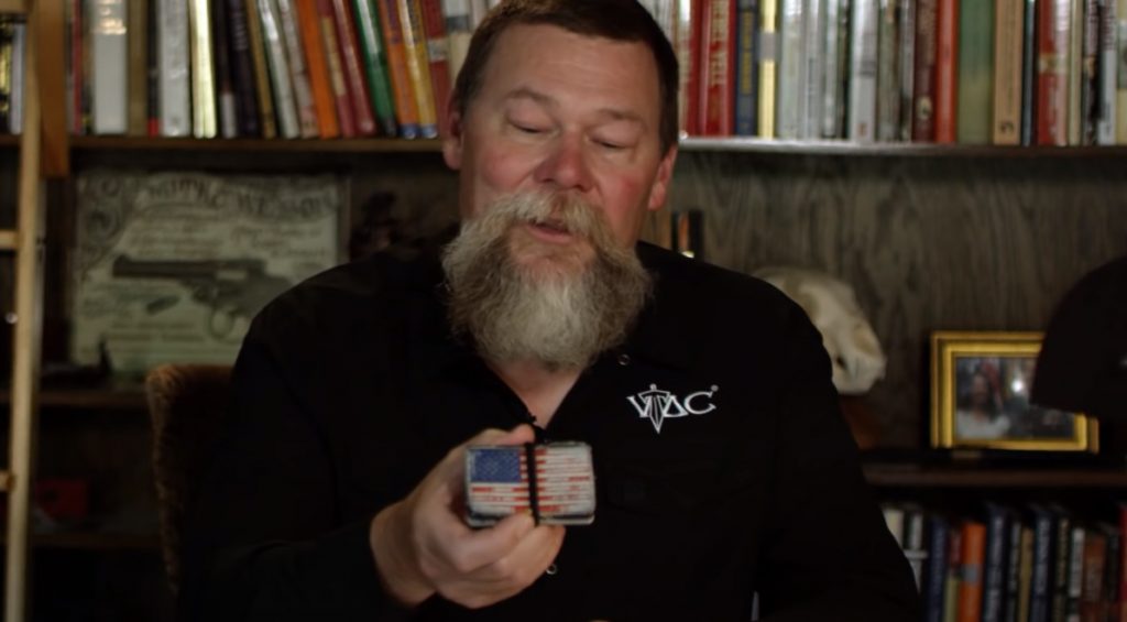 Kyle Lamb of Viking Tactics, with the flag that was on his uniform in Mogadishu in late 1993.