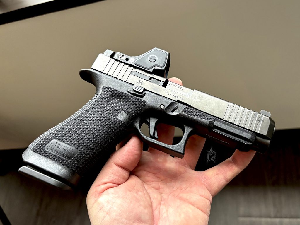 Gen 6 Glock 17 - side view with optic mounted. 