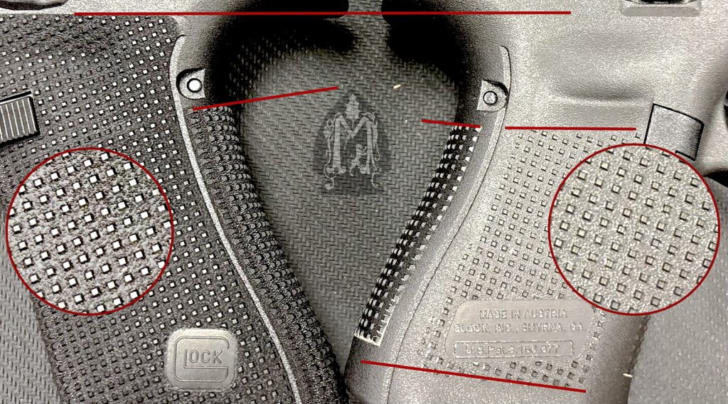 The grip texture on the Gen 6 is more aggressive and covers more real estate than those that came before. 