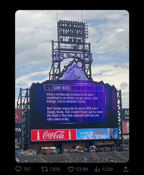 runny Jumbotron display from a baseball game