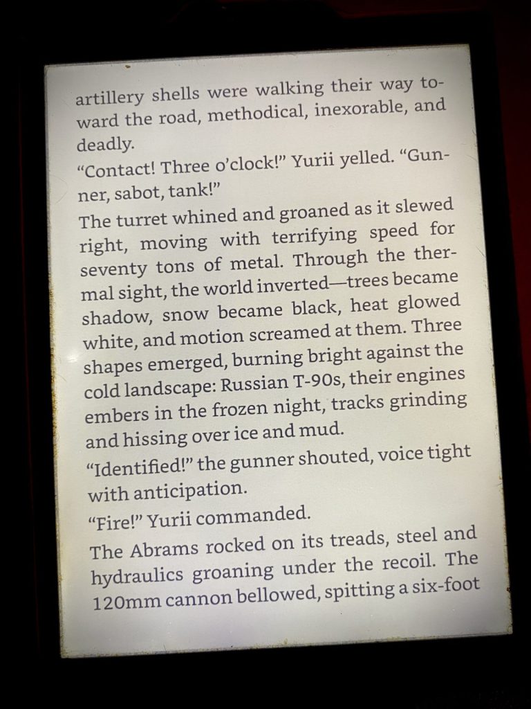 M1 Abrams vs Russian T-90s in a tank book by Michael Holding. 
